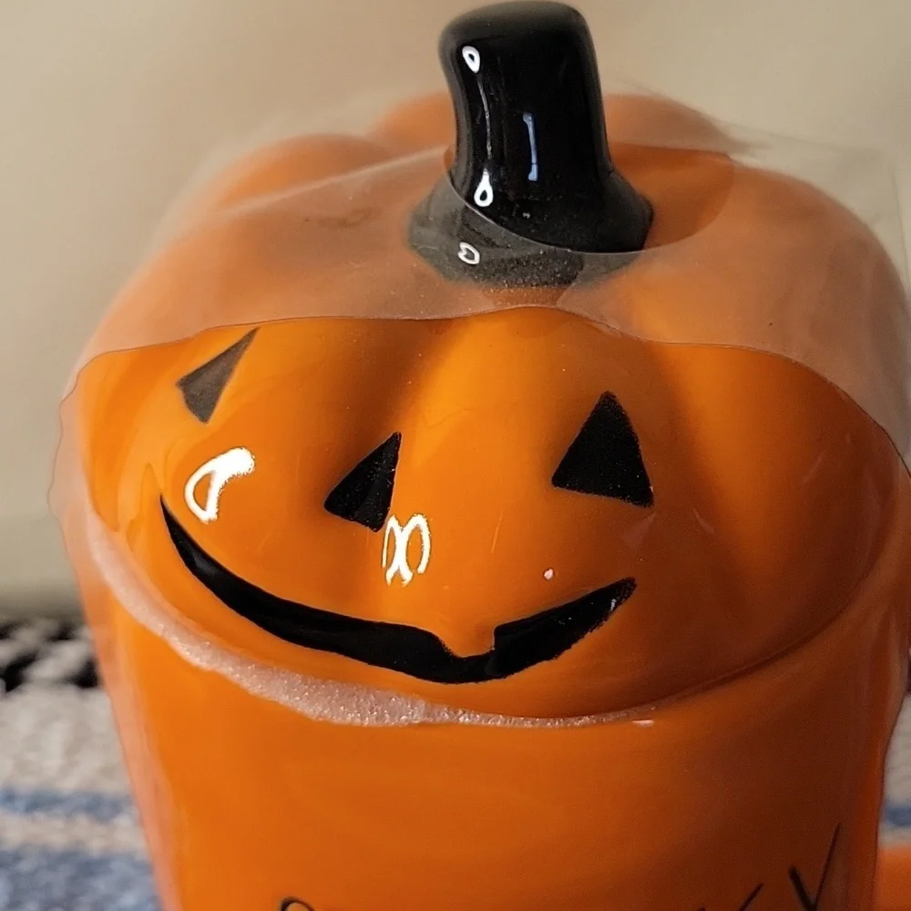 🎃 Rae Dunn Spooky Pumpkin Halloween Mug & Topper